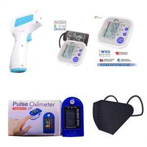 Digital Automatic BP Machine + INFRARED THERMOMETER + FINGERTIP PULSE OXIMETER (10 N-95 Mask Free of MRP 500)